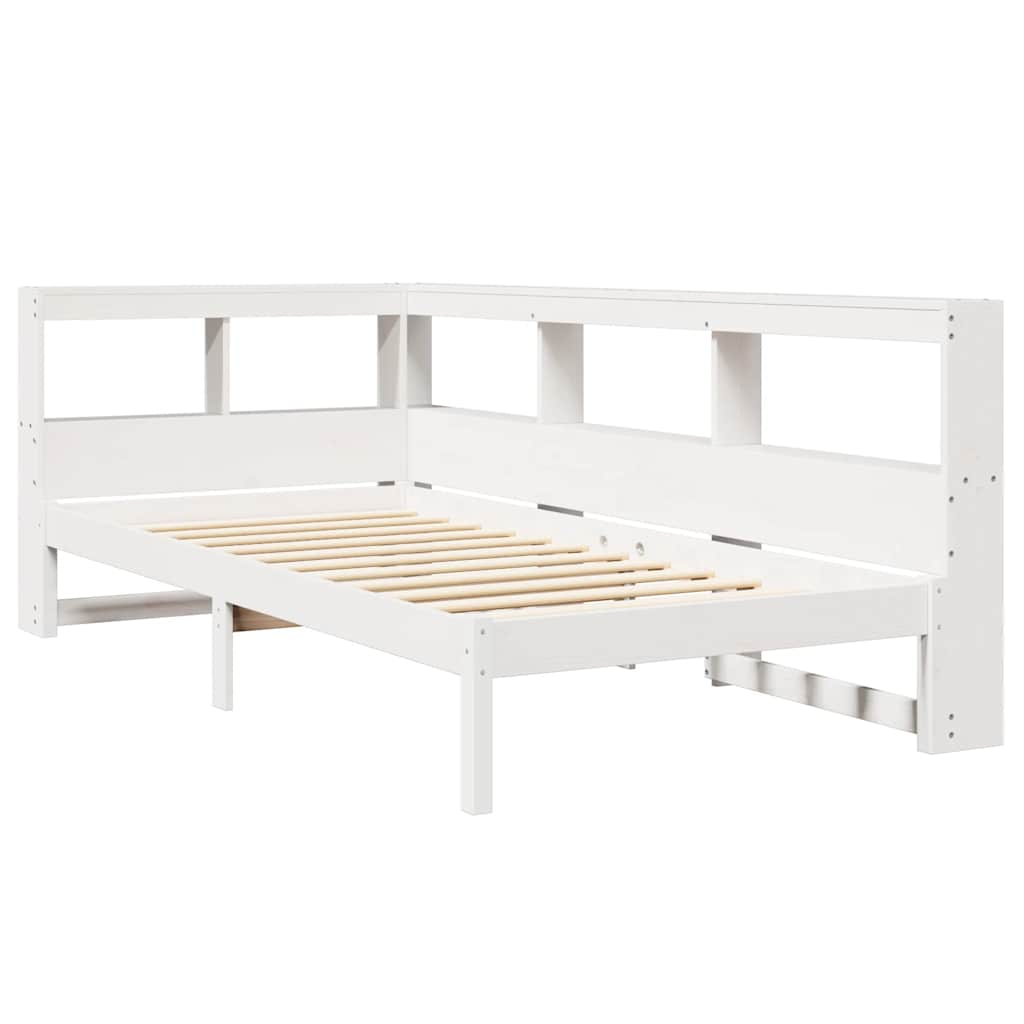 vidaXL Cama con estantería sin colchón madera maciza blanca 100x200 cm