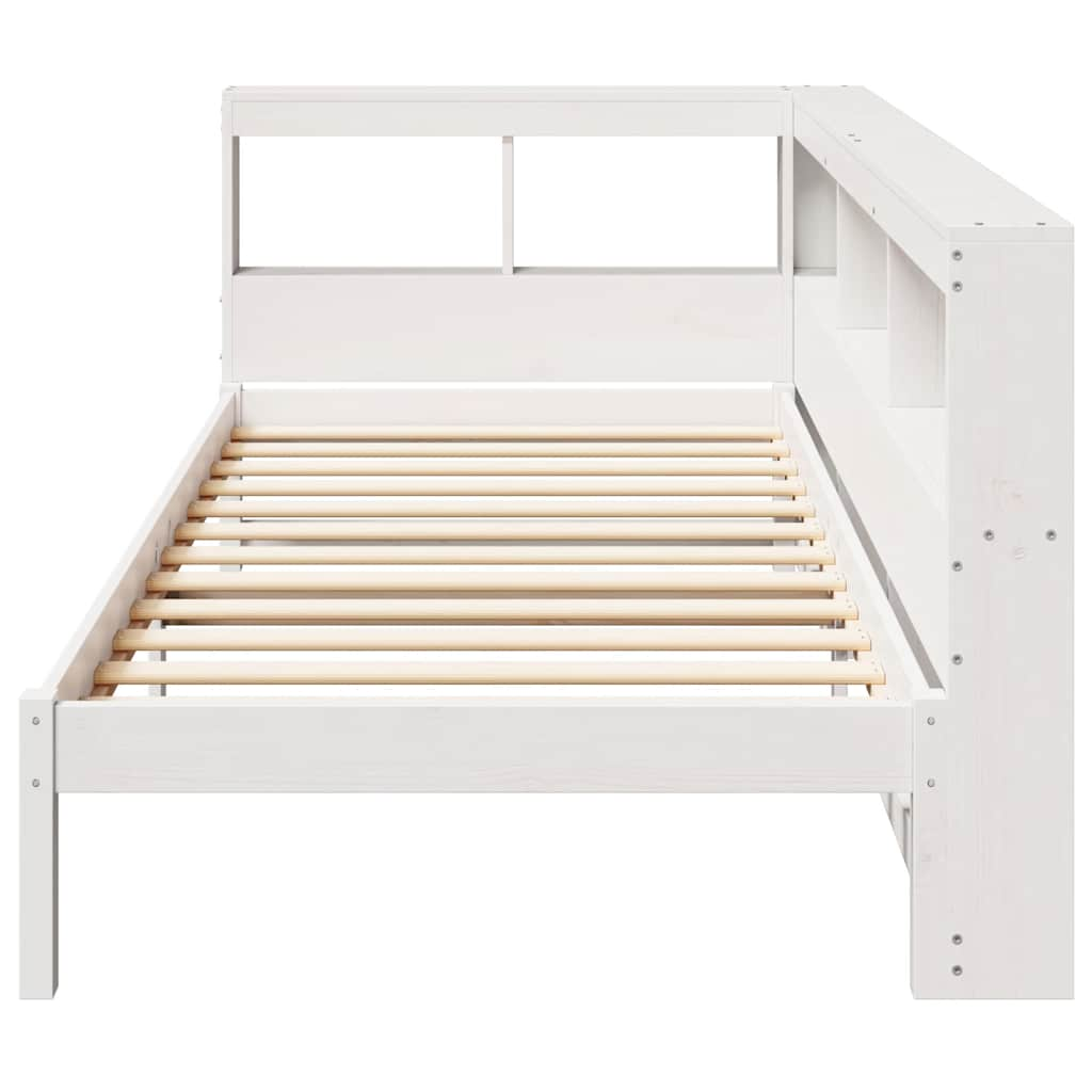 vidaXL Cama con estantería sin colchón madera maciza blanca 100x200 cm