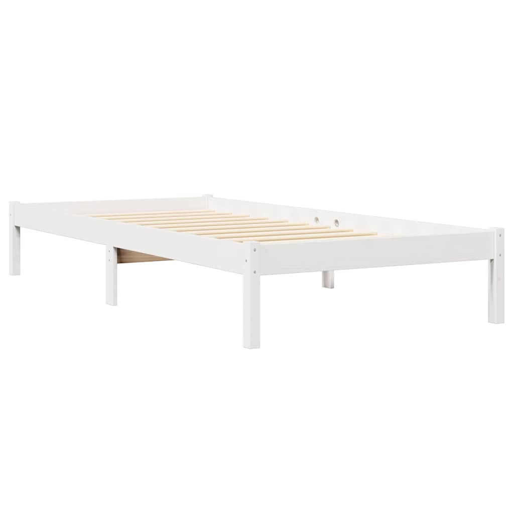 vidaXL Cama con estantería sin colchón madera maciza blanca 100x200 cm