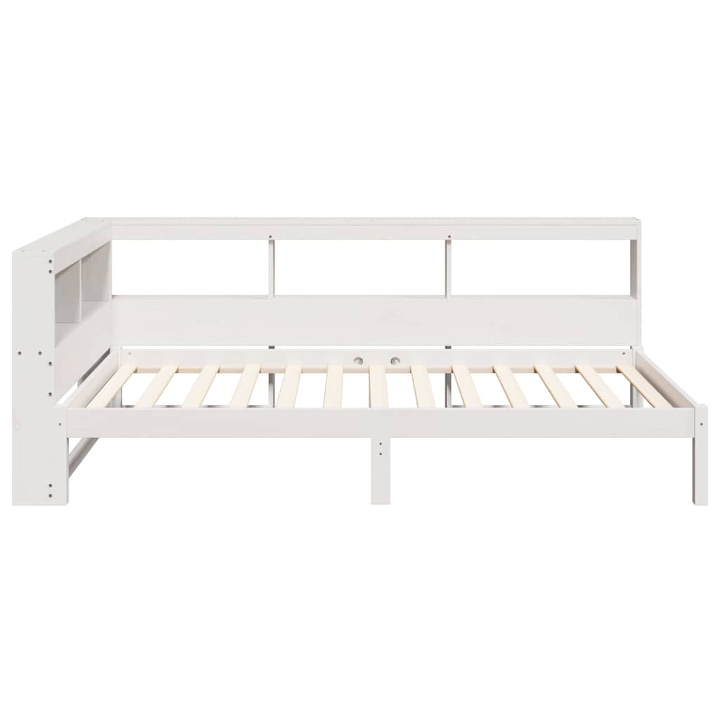 vidaXL Cama con estantería sin colchón madera maciza blanca 100x200 cm