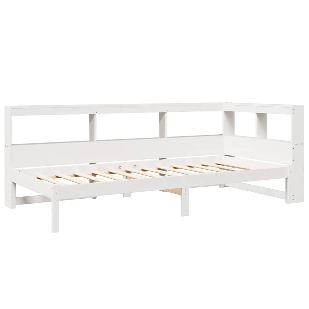 vidaXL Cama con estantería sin colchón madera maciza blanca 100x200 cm