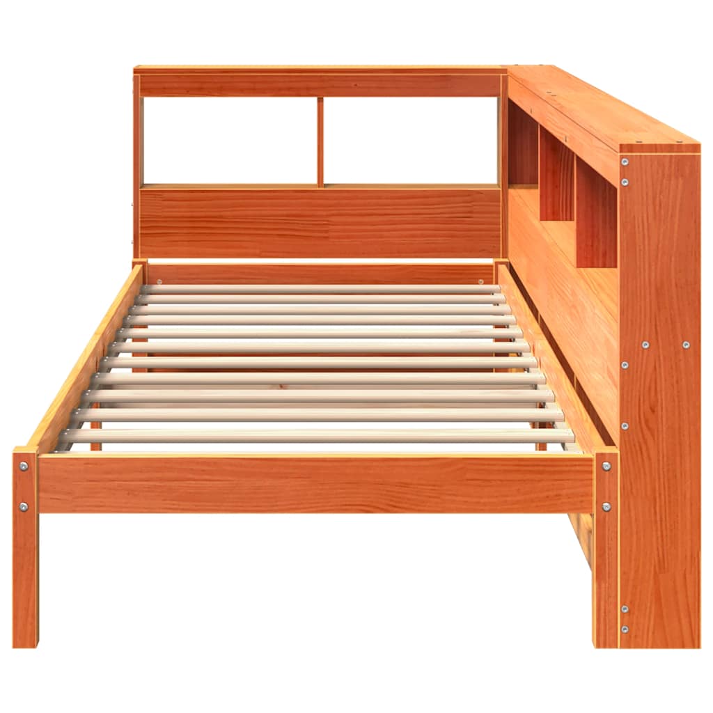 vidaXL Cama con estantería sin colchón madera maciza marrón 100x200 cm