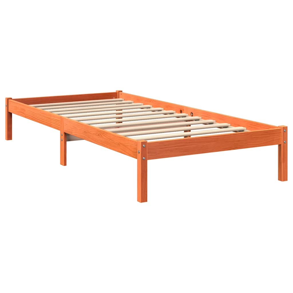 vidaXL Cama con estantería sin colchón madera maciza marrón 100x200 cm