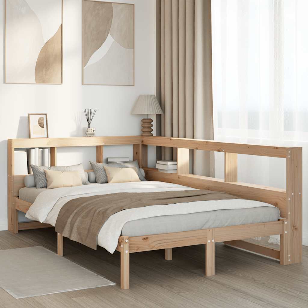 vidaXL Cama con estantería sin colchón madera maciza de pino 120x190cm