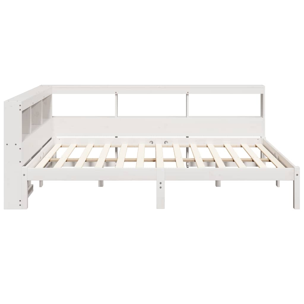 vidaXL Cama con estantería sin colchón madera maciza blanca 120x190 cm