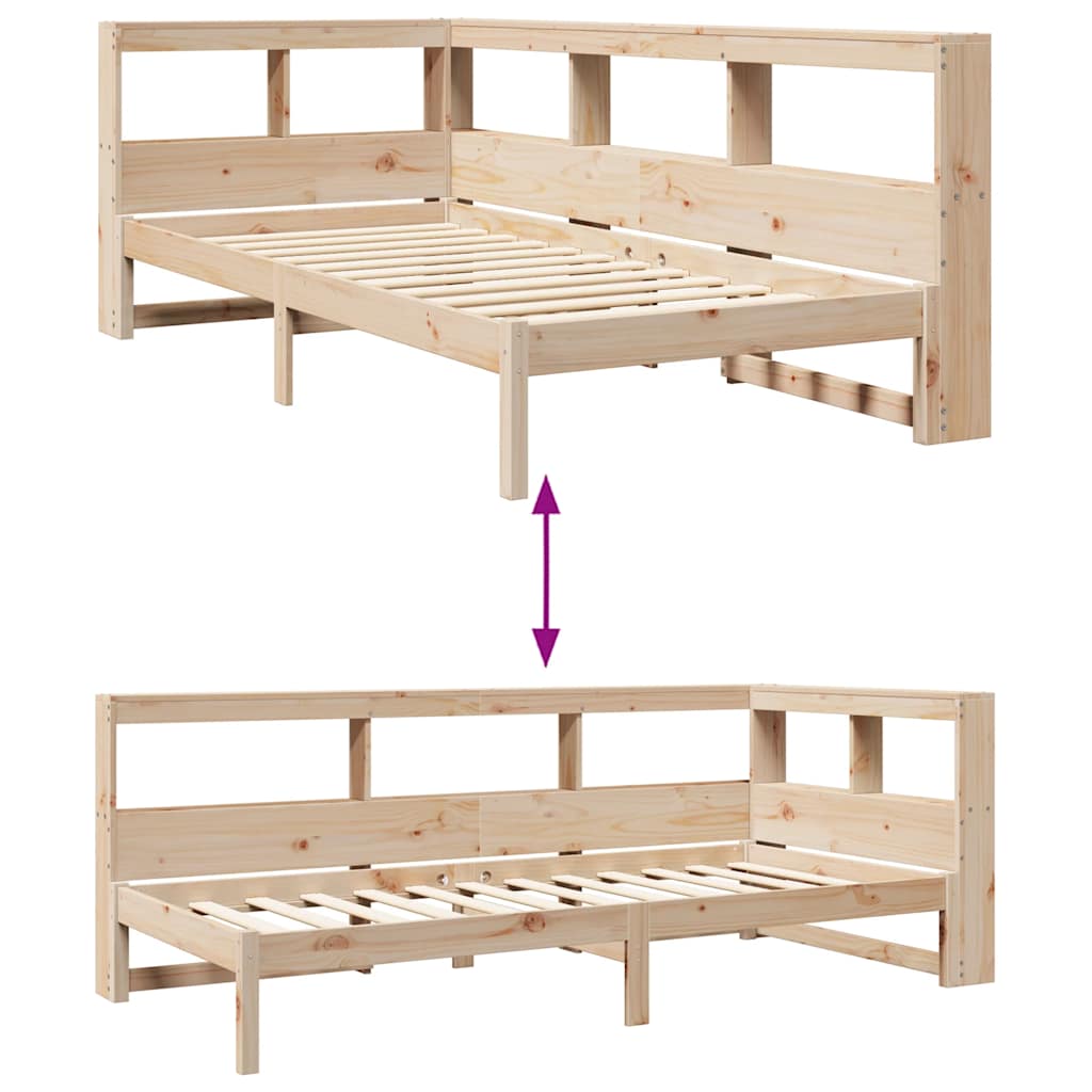 vidaXL Cama con estantería sin colchón madera maciza de pino 90x190 cm