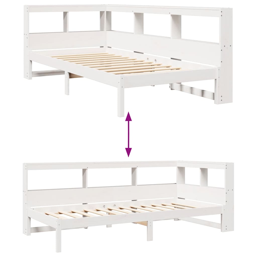 vidaXL Cama con estantería sin colchón madera maciza de pino 90x190 cm