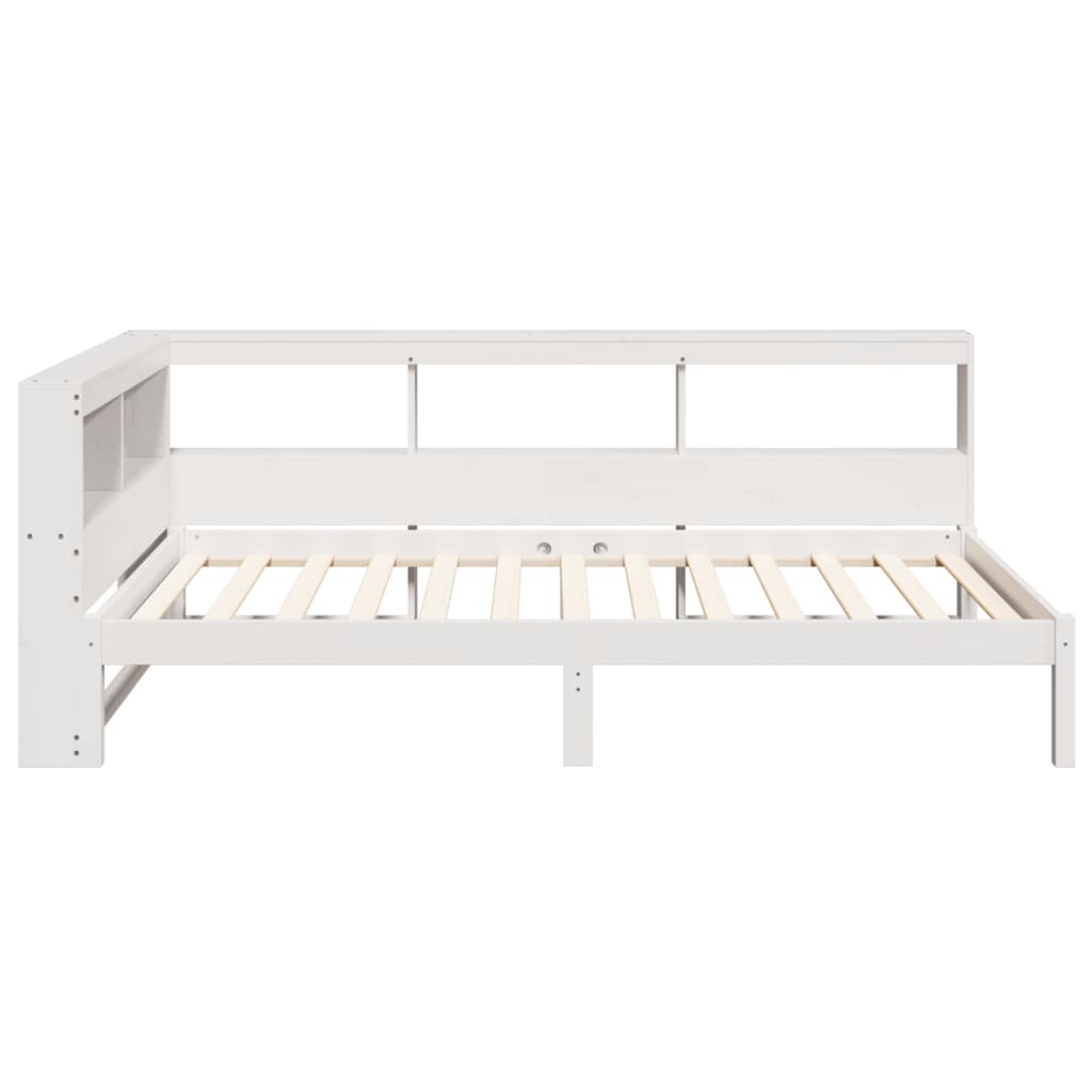 vidaXL Cama con estantería sin colchón madera maciza blanca 75x190 cm