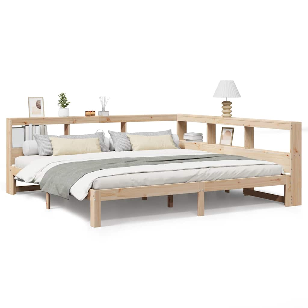 vidaXL Cama con estantería sin colchón madera maciza de pino 200x200cm