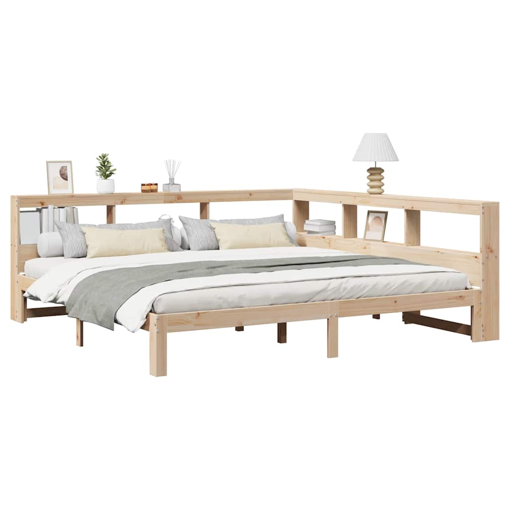 vidaXL Cama con estantería sin colchón madera maciza de pino 200x200cm