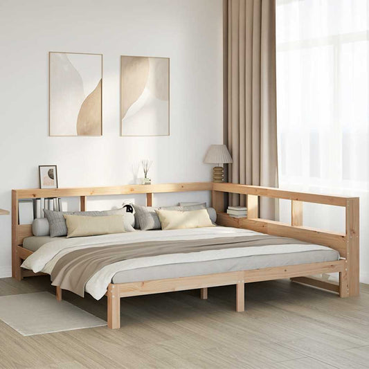 vidaXL Cama con estantería sin colchón madera maciza de pino 200x200cm