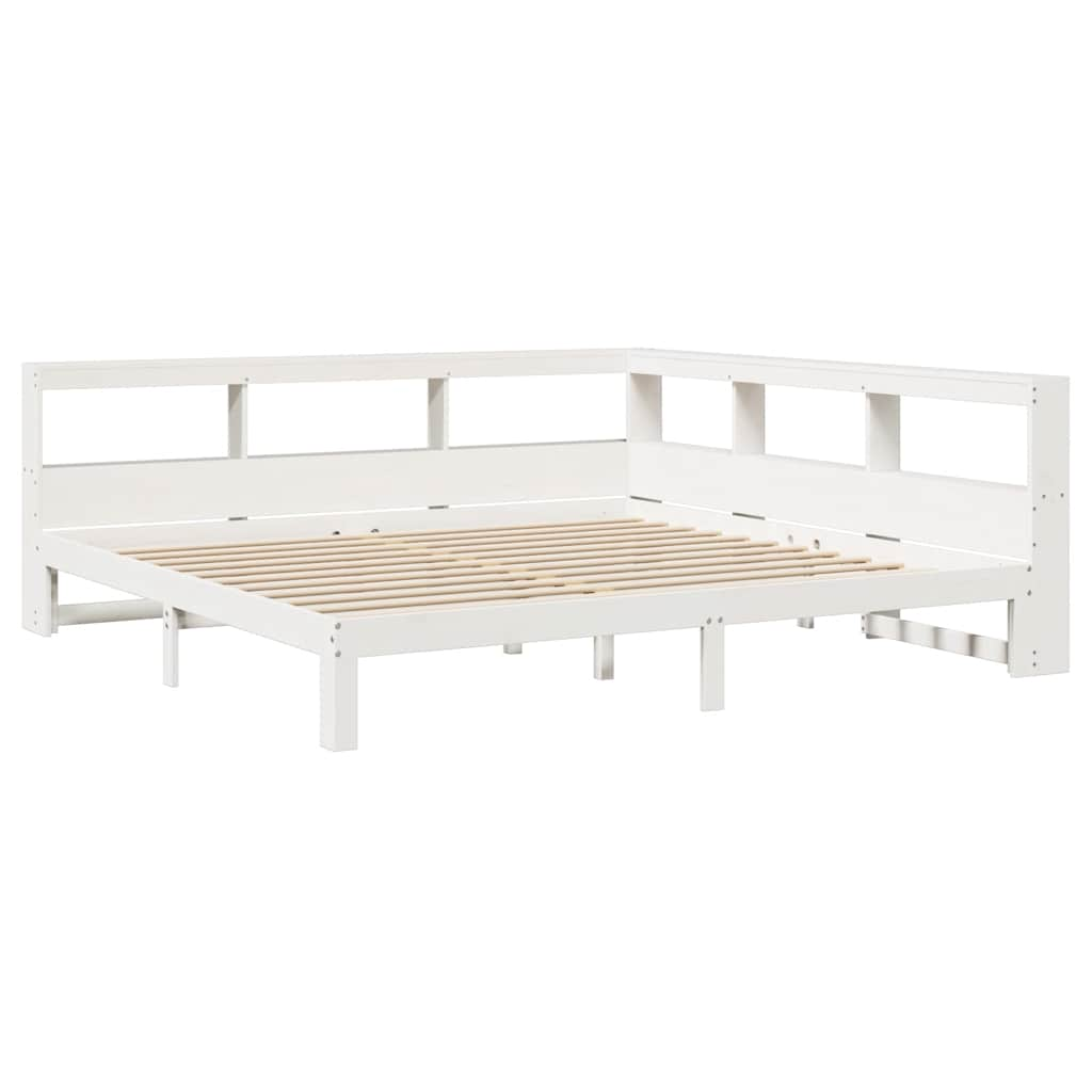 vidaXL Cama con estantería sin colchón madera maciza blanca 200x200 cm