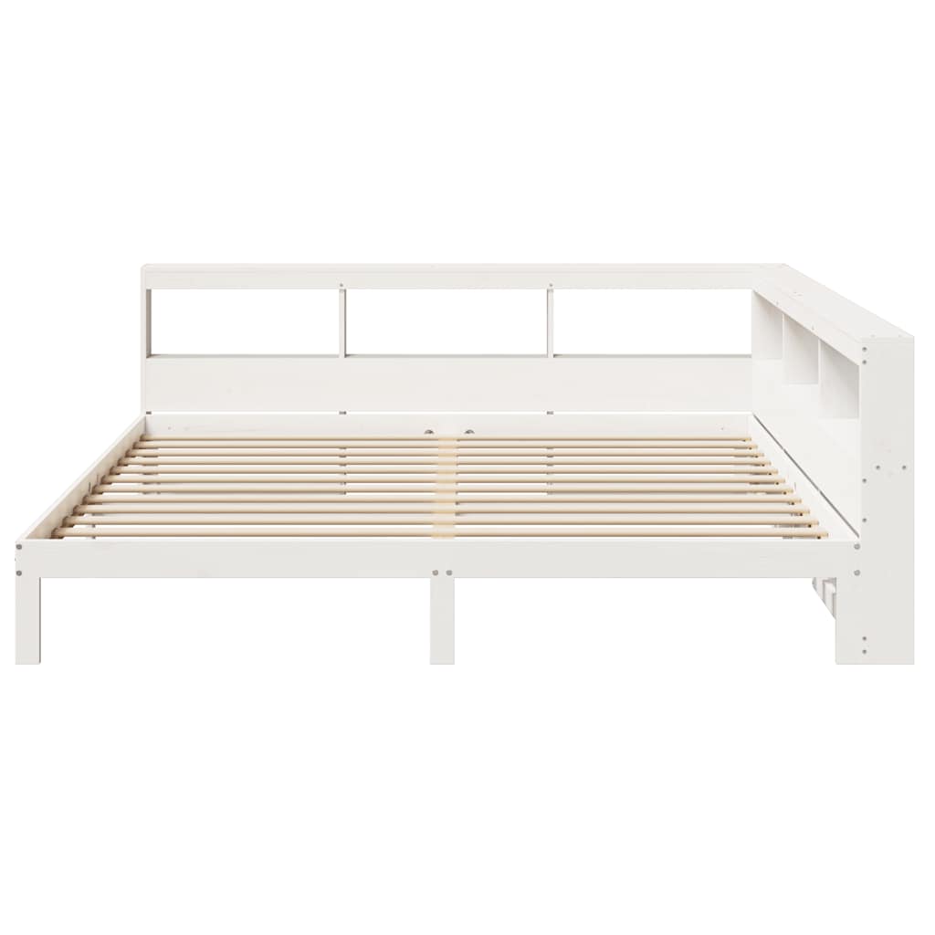 vidaXL Cama con estantería sin colchón madera maciza blanca 200x200 cm