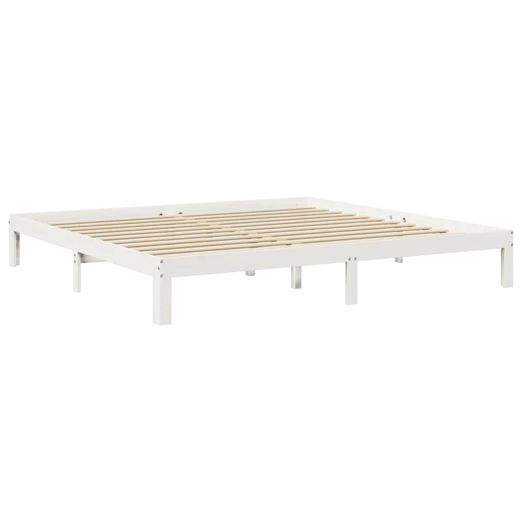 vidaXL Cama con estantería sin colchón madera maciza blanca 200x200 cm