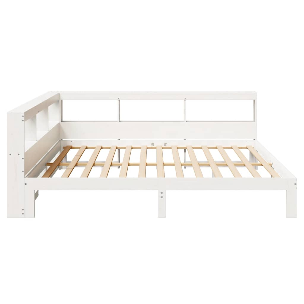 vidaXL Cama con estantería sin colchón madera maciza blanca 200x200 cm