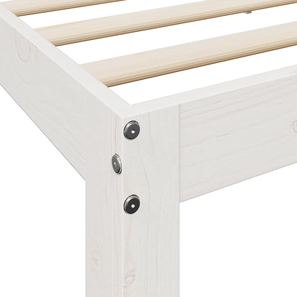 vidaXL Cama con estantería sin colchón madera maciza blanca 200x200 cm