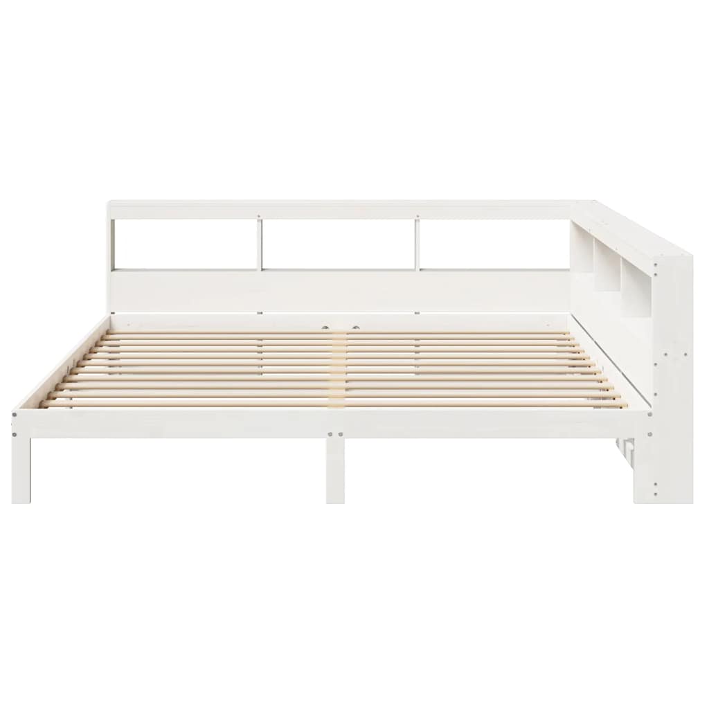 vidaXL Cama con estantería sin colchón madera maciza blanca 180x200 cm