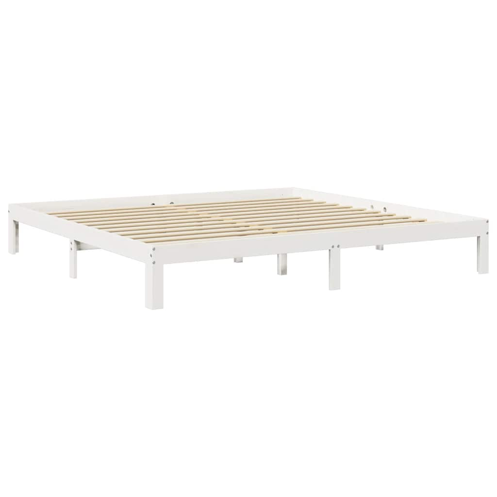 vidaXL Cama con estantería sin colchón madera maciza blanca 180x200 cm