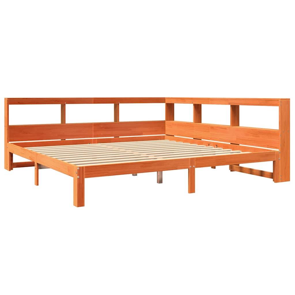 vidaXL Cama con estantería sin colchón madera maciza marrón 180x200cm