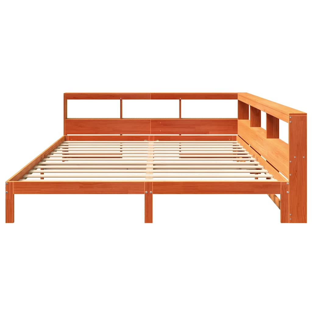 vidaXL Cama con estantería sin colchón madera maciza marrón 180x200cm