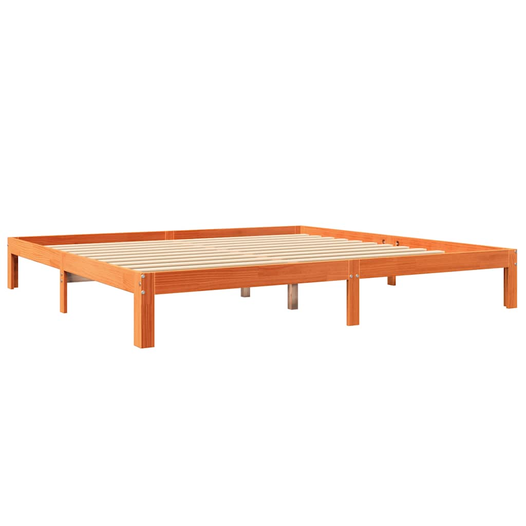 vidaXL Cama con estantería sin colchón madera maciza marrón 180x200cm