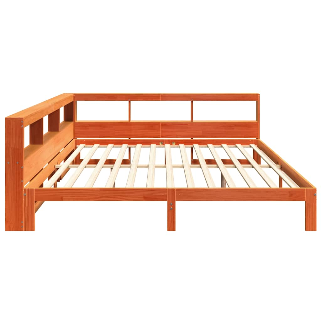 vidaXL Cama con estantería sin colchón madera maciza marrón 180x200cm