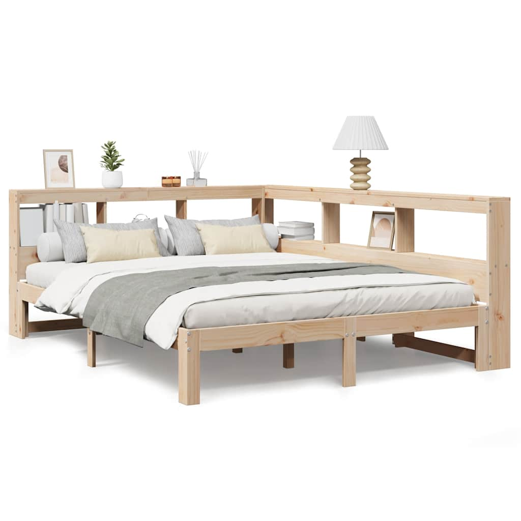 vidaXL Cama con estantería sin colchón madera maciza de pino 160x200cm