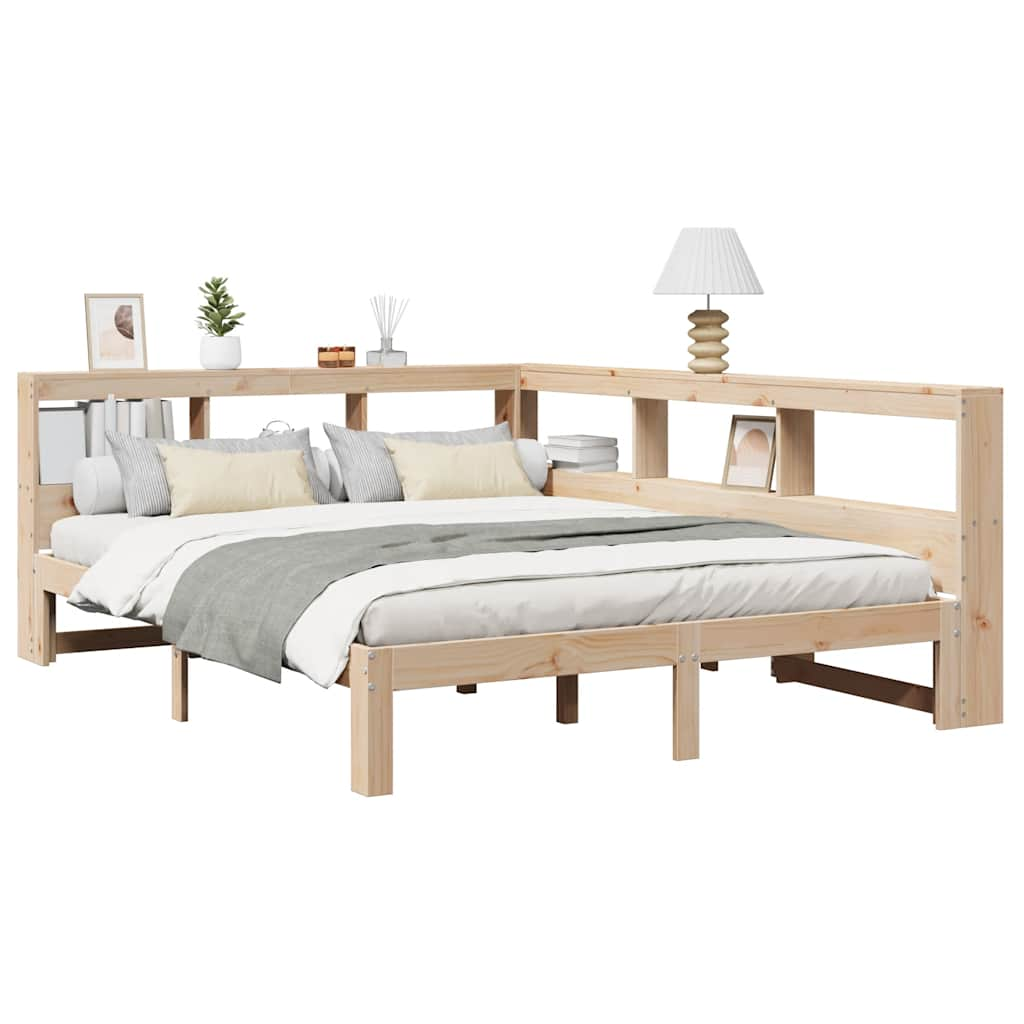 vidaXL Cama con estantería sin colchón madera maciza de pino 160x200cm