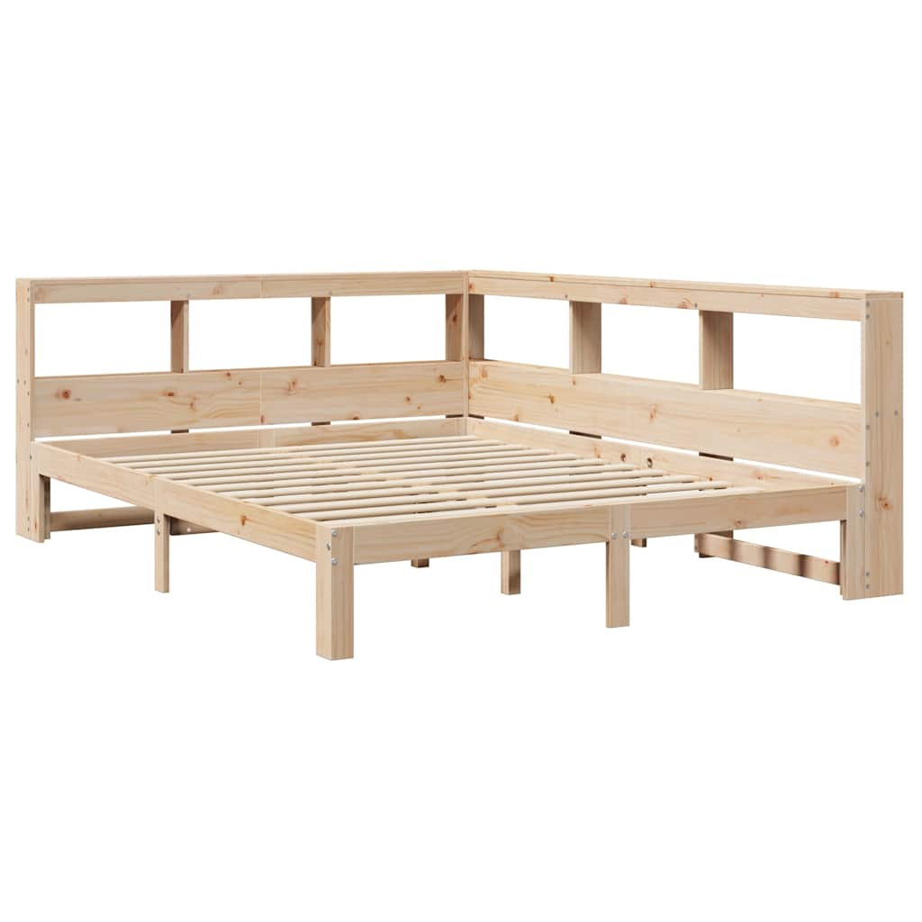 vidaXL Cama con estantería sin colchón madera maciza de pino 160x200cm