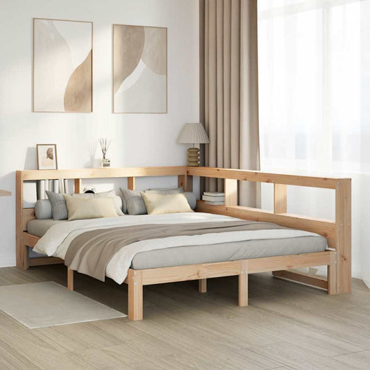 vidaXL Cama con estantería sin colchón madera maciza de pino 160x200cm