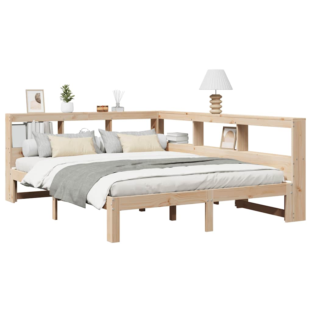 vidaXL Cama con estantería sin colchón madera maciza de pino 150x200cm