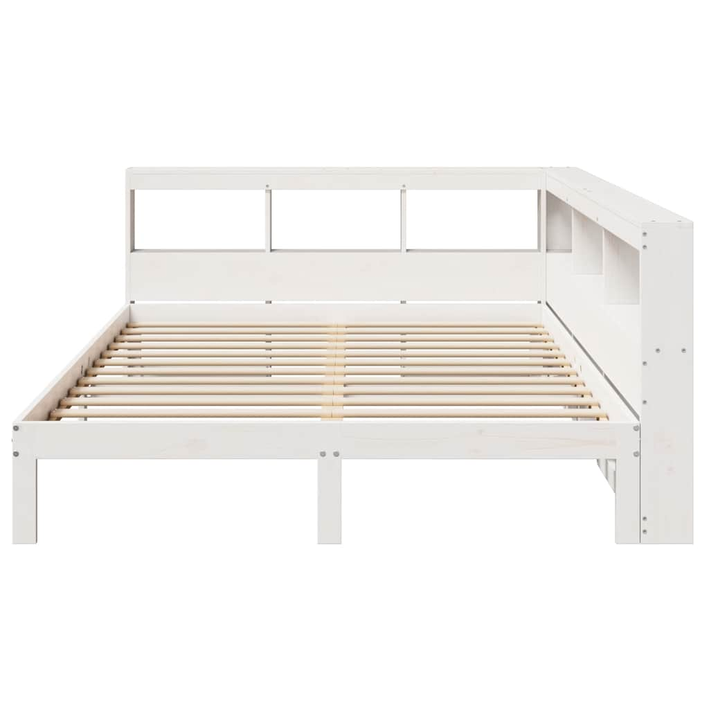 vidaXL Cama con estantería sin colchón madera maciza blanca 140x200 cm