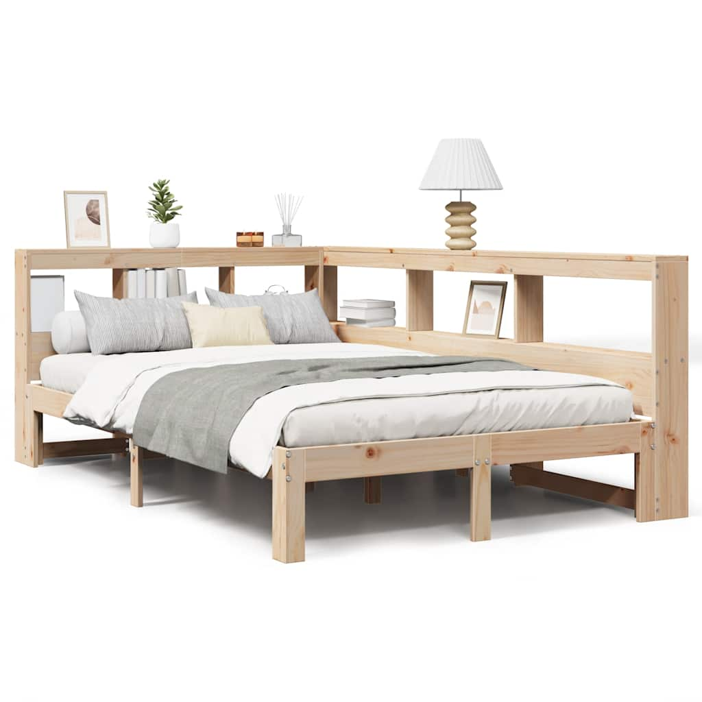 vidaXL Cama con estantería sin colchón madera maciza de pino 120x200cm