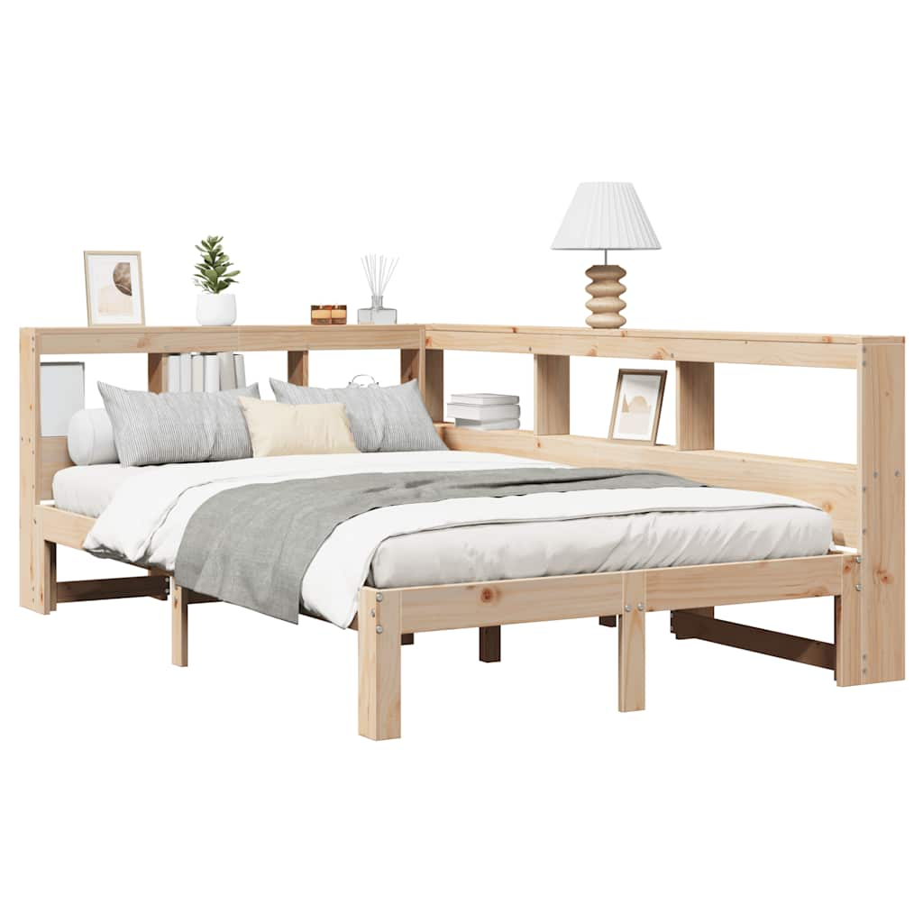 vidaXL Cama con estantería sin colchón madera maciza de pino 120x200cm