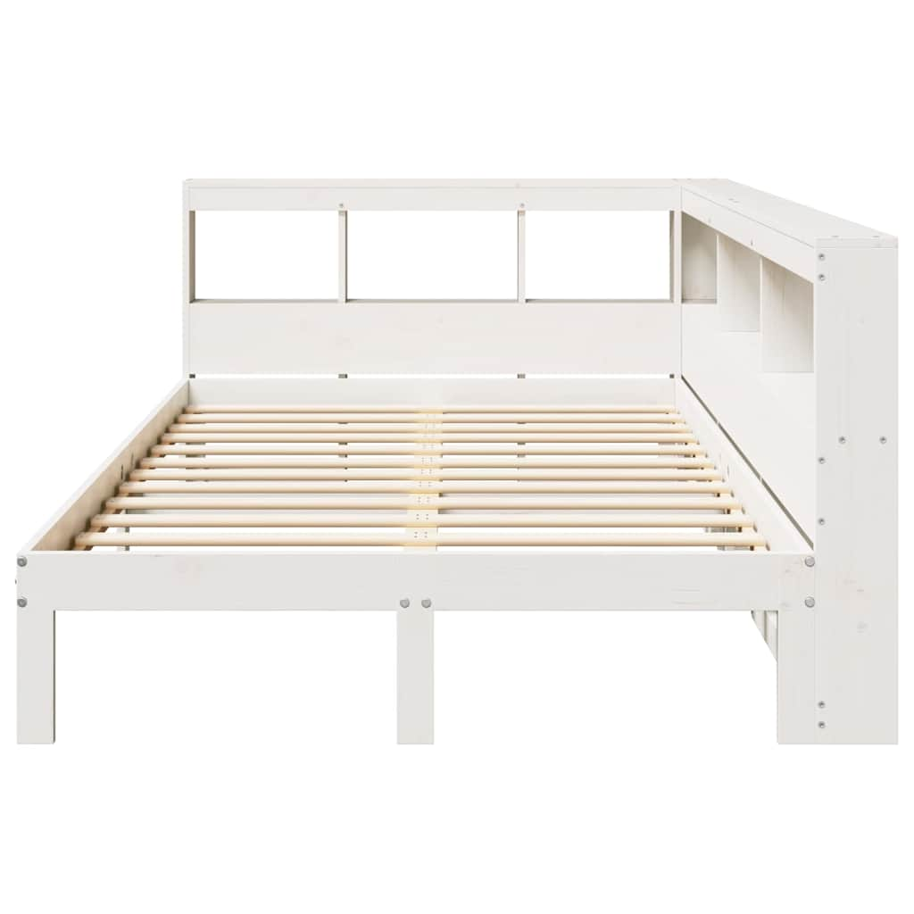 vidaXL Cama con estantería sin colchón madera maciza blanca 120x200 cm