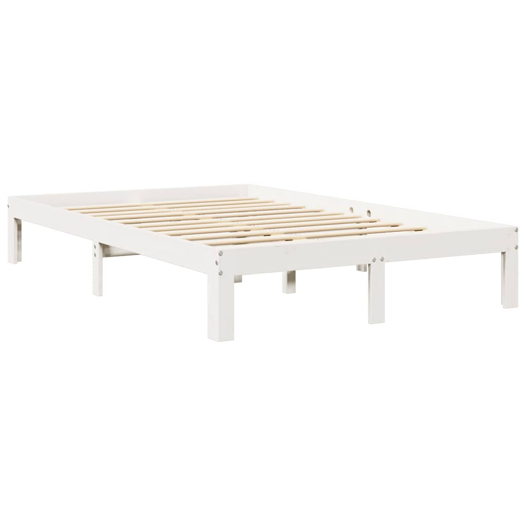 vidaXL Cama con estantería sin colchón madera maciza blanca 120x200 cm