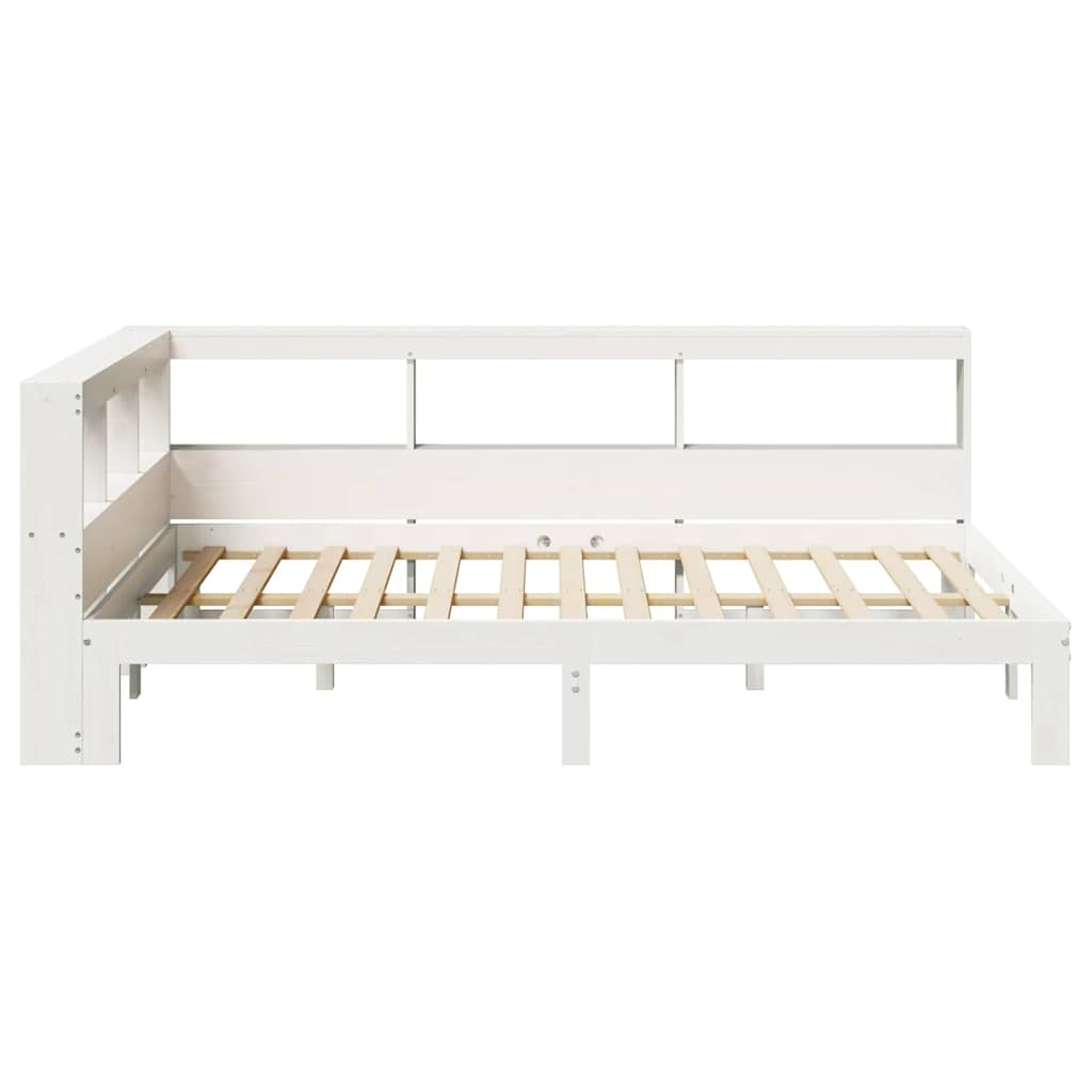 vidaXL Cama con estantería sin colchón madera maciza blanca 120x200 cm