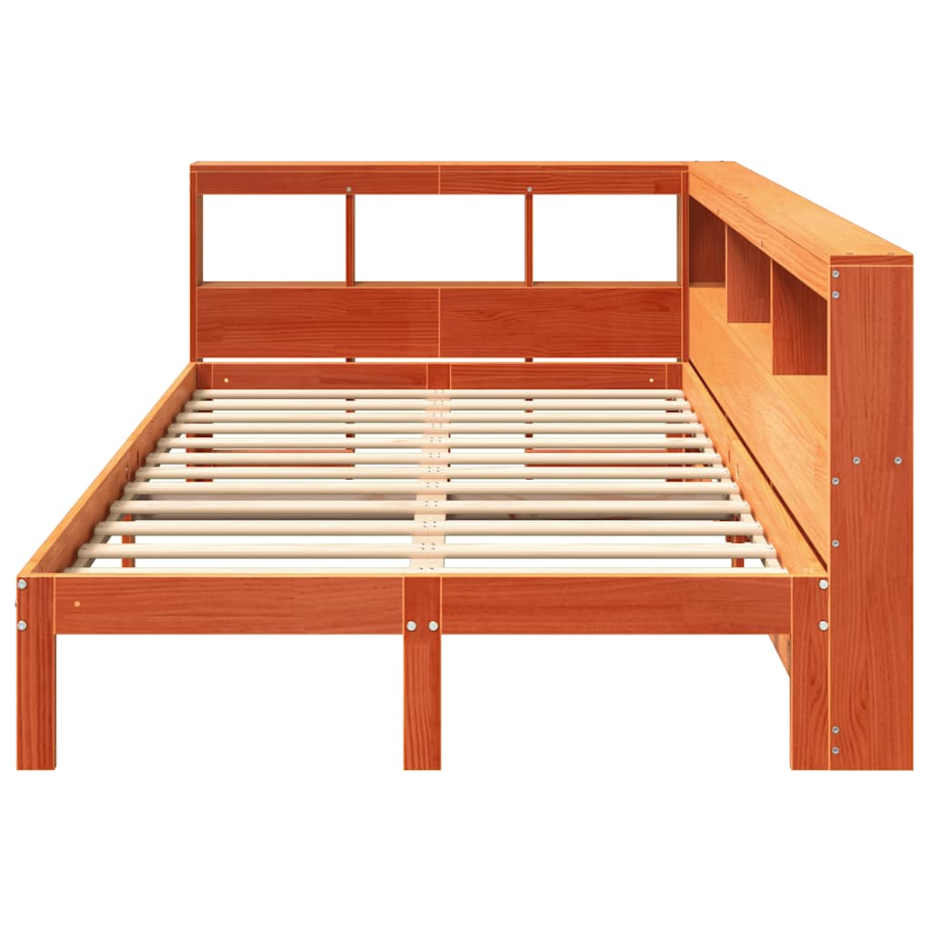 vidaXL Cama con estantería sin colchón madera maciza marrón 120x200cm