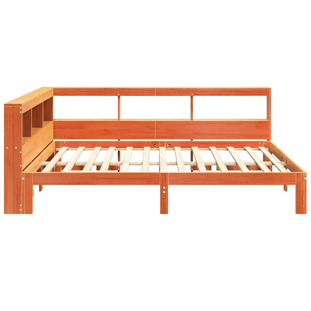 vidaXL Cama con estantería sin colchón madera maciza marrón 120x200cm