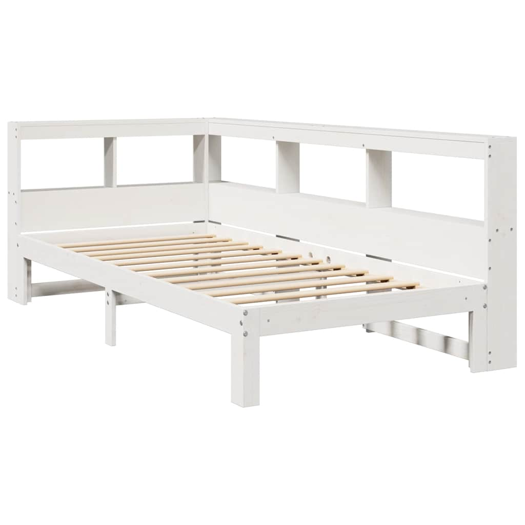 vidaXL Cama con estantería sin colchón madera maciza blanca 100x200 cm