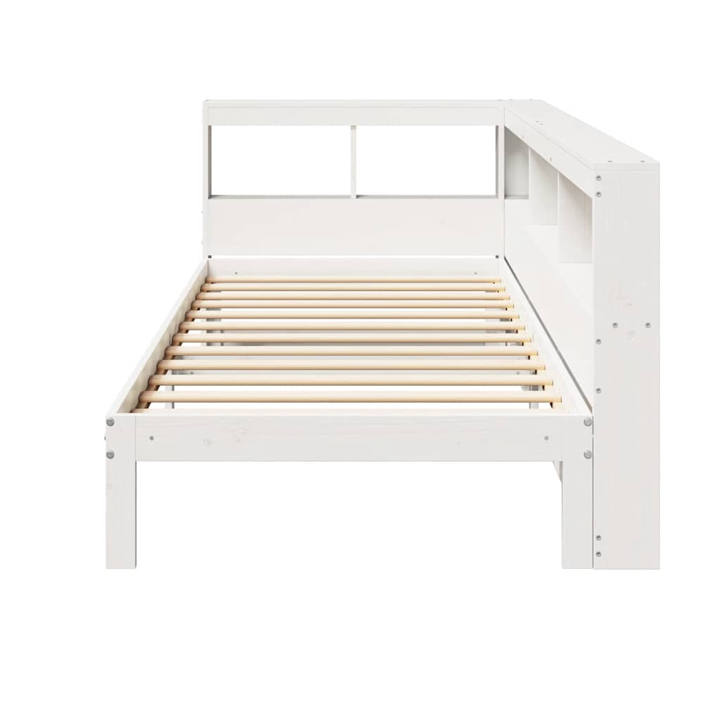 vidaXL Cama con estantería sin colchón madera maciza blanca 100x200 cm