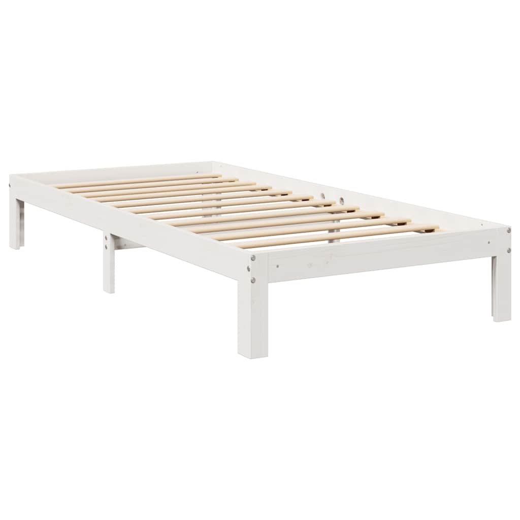 vidaXL Cama con estantería sin colchón madera maciza blanca 100x200 cm