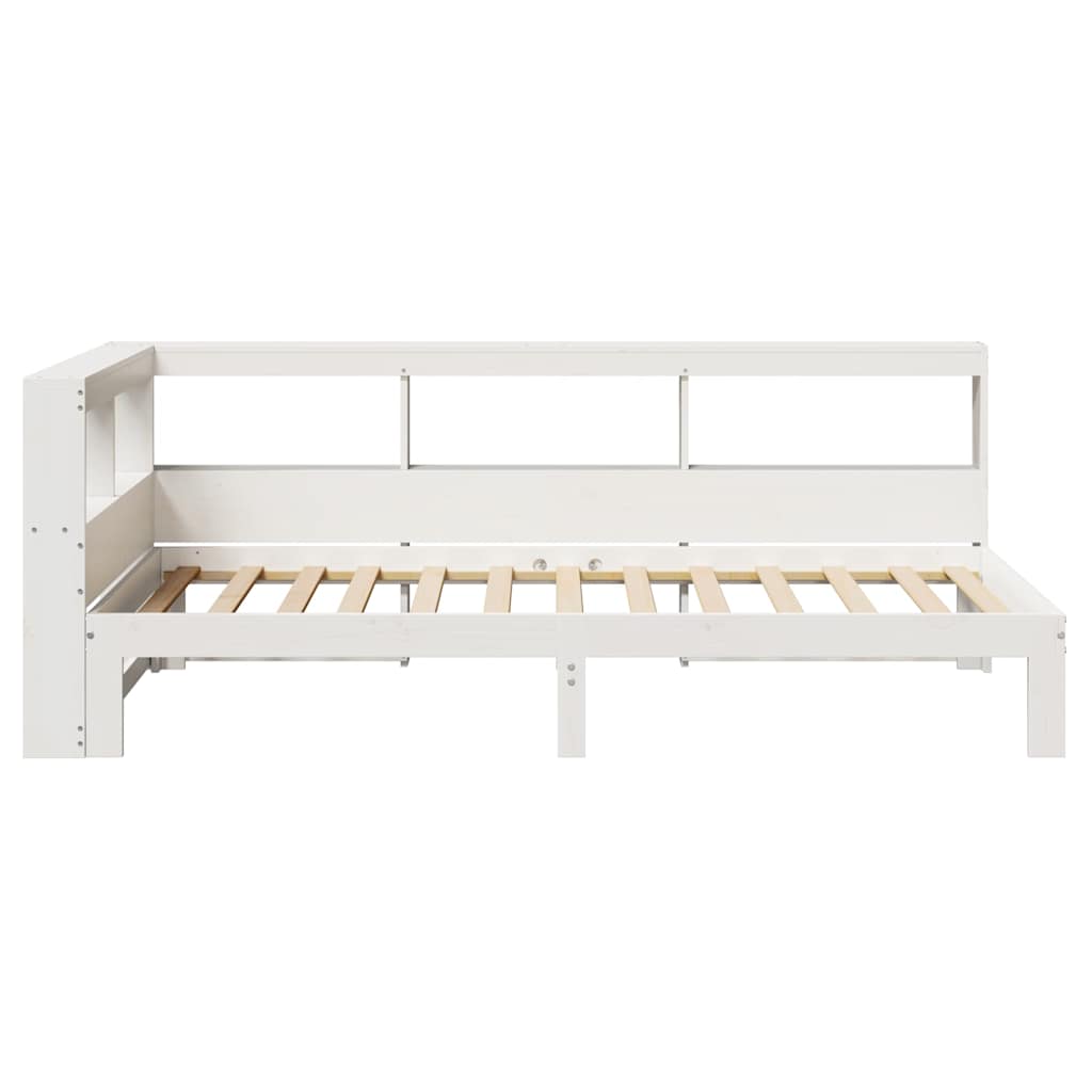 vidaXL Cama con estantería sin colchón madera maciza blanca 100x200 cm