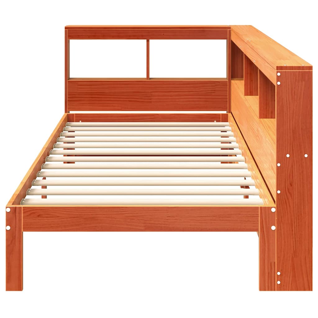 vidaXL Cama con estantería sin colchón madera maciza marrón 100x200 cm