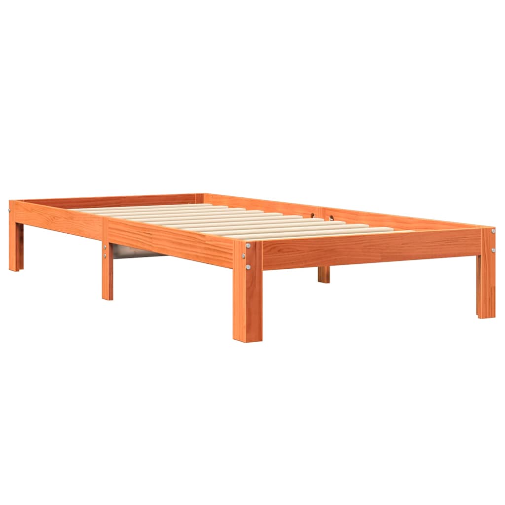 vidaXL Cama con estantería sin colchón madera maciza marrón 100x200 cm