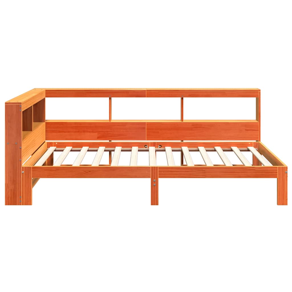 vidaXL Cama con estantería sin colchón madera maciza marrón 100x200 cm