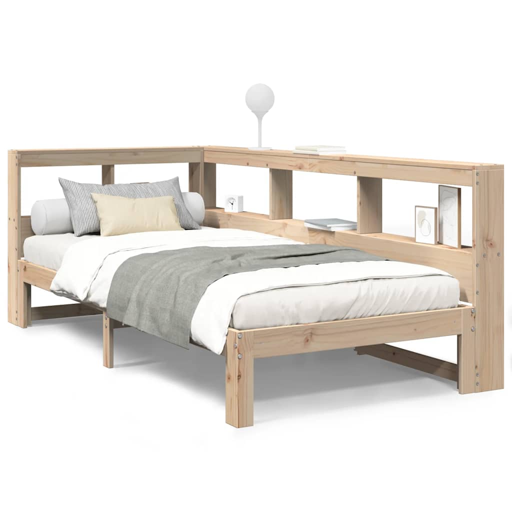 vidaXL Cama con estantería sin colchón madera maciza de pino 90x200 cm