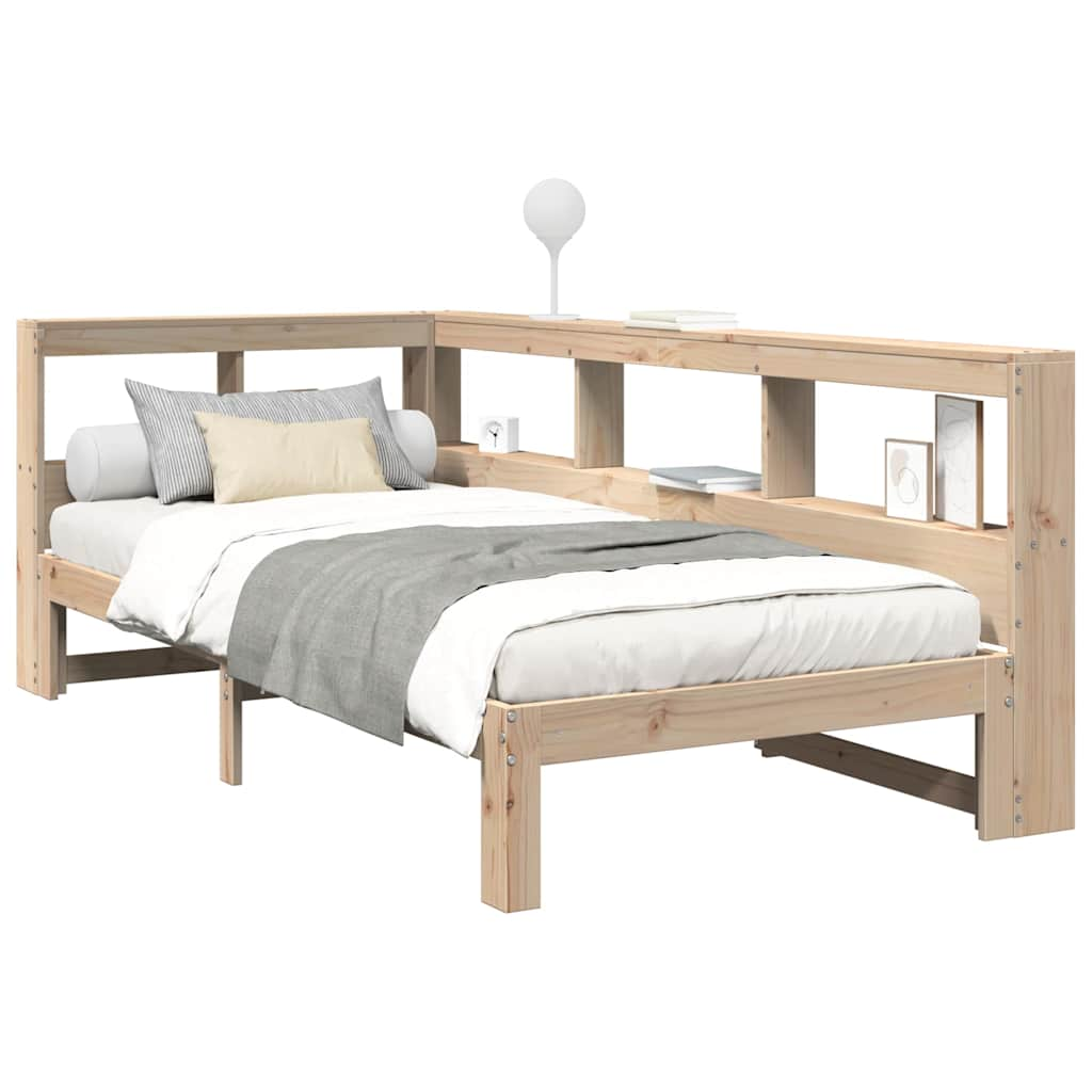 vidaXL Cama con estantería sin colchón madera maciza de pino 90x200 cm