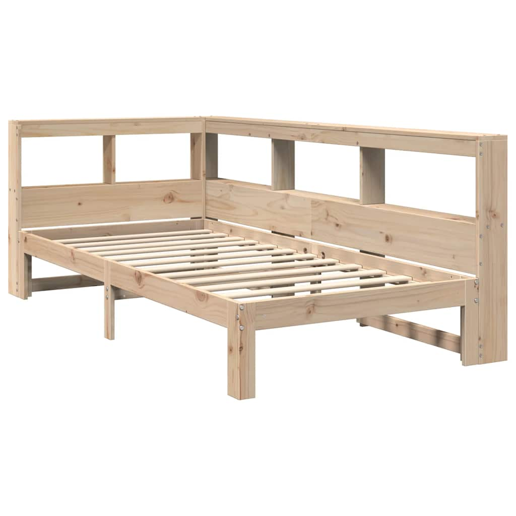 vidaXL Cama con estantería sin colchón madera maciza de pino 90x200 cm