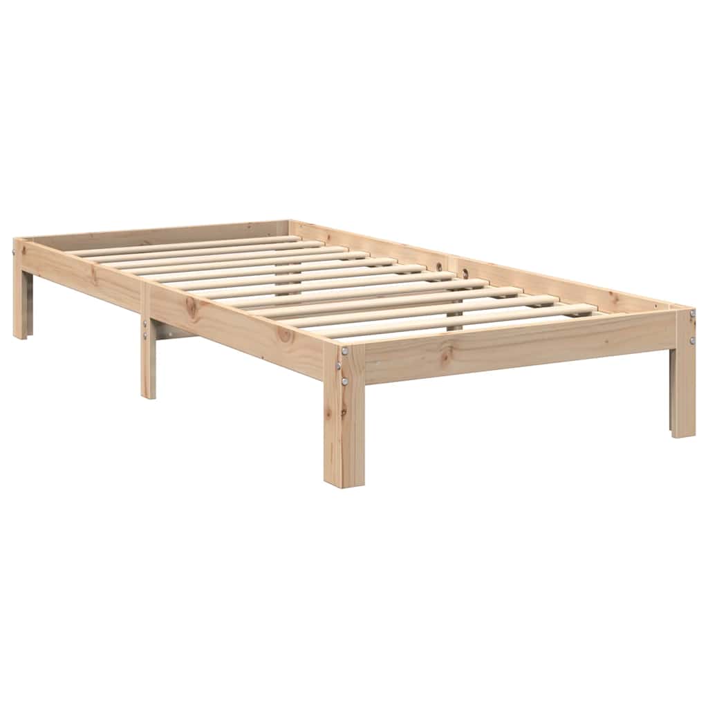 vidaXL Cama con estantería sin colchón madera maciza de pino 90x200 cm